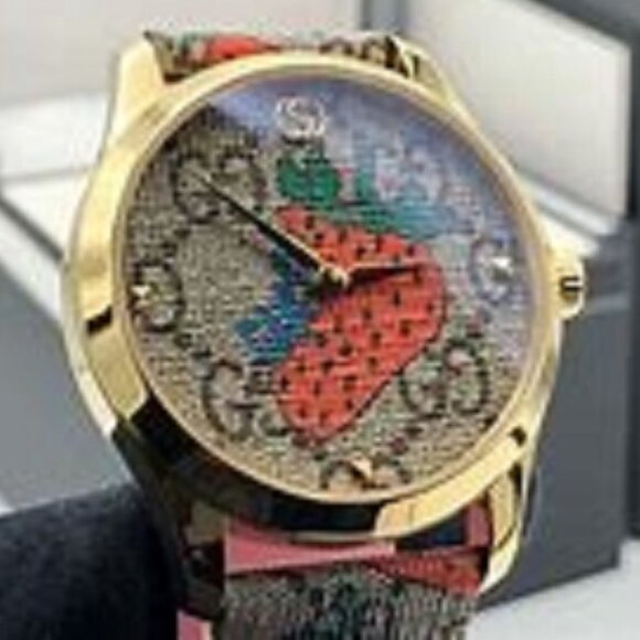Gucci G-Timeless Strawberry Watch, Limited Edition, Swiss Made, Sapphire Crystal - Picture 3 of 7